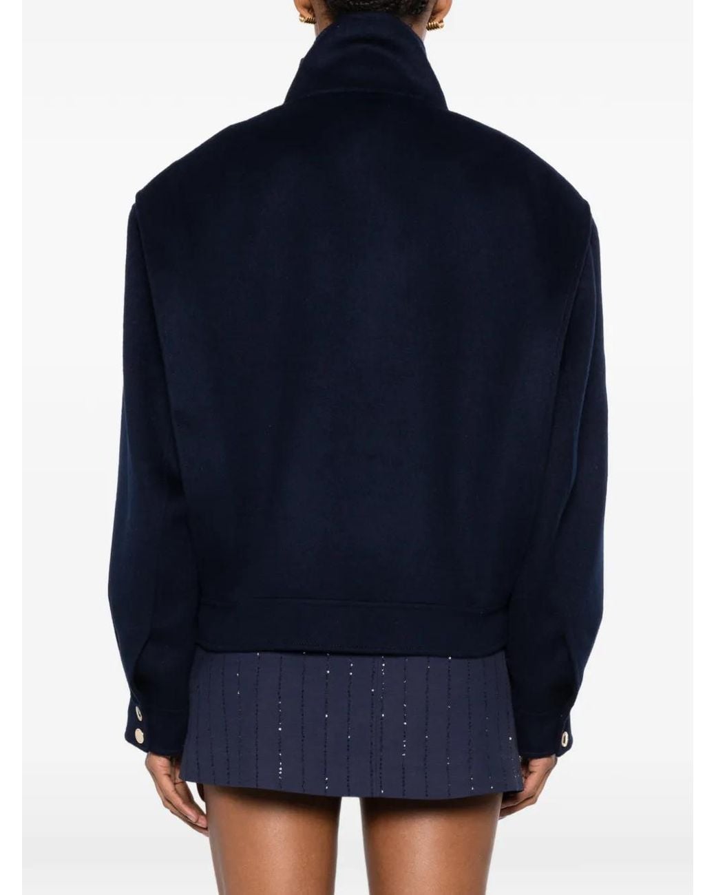 Sandro Blue Double-Faced Standing Collar Coat