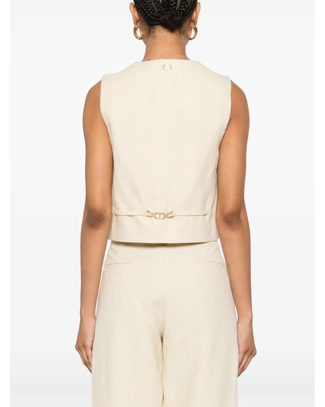 Twinset Natural Logo-Plaque Waistcoat