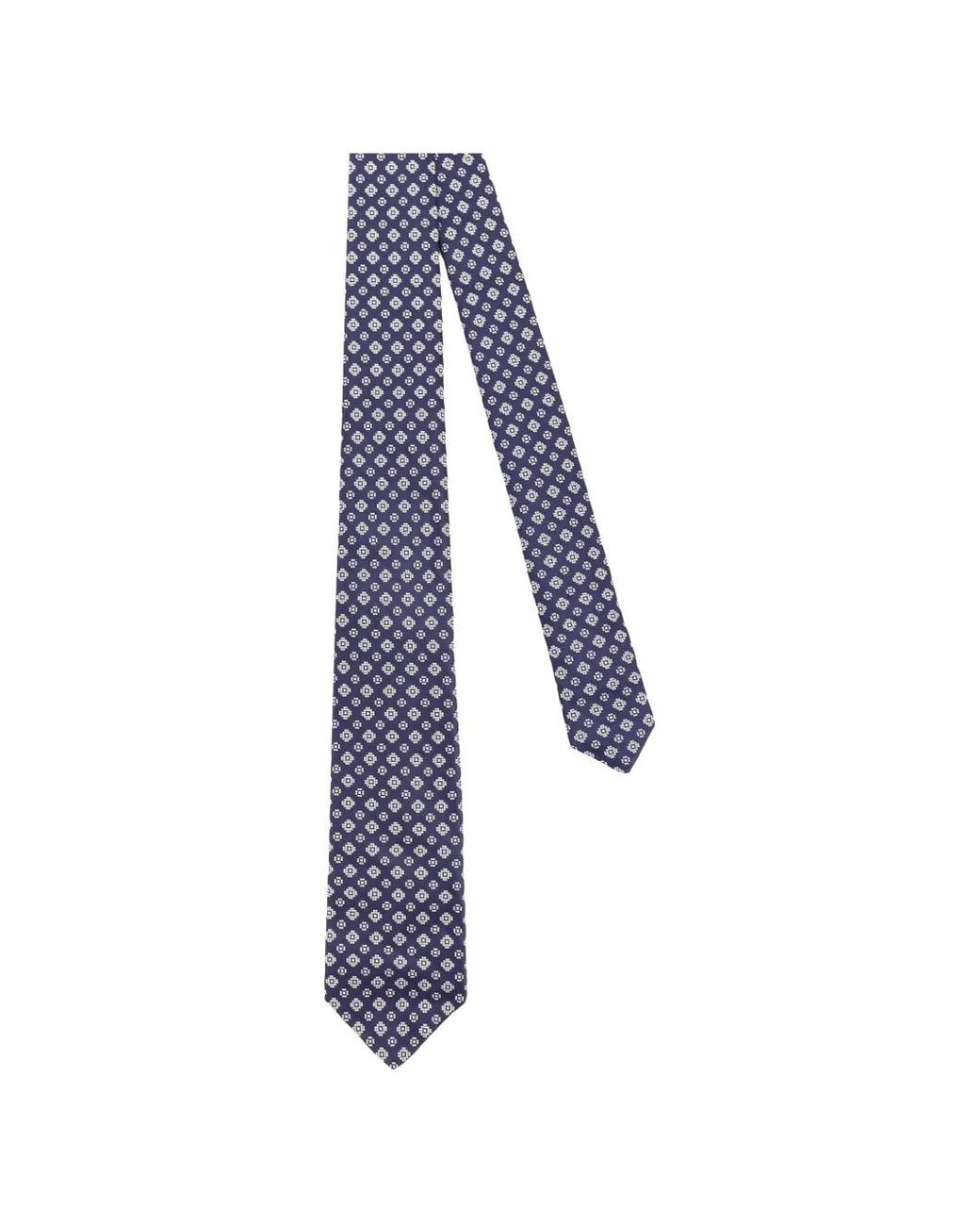Kiton Blue Ciro Paone Geometric-Print Tie for men