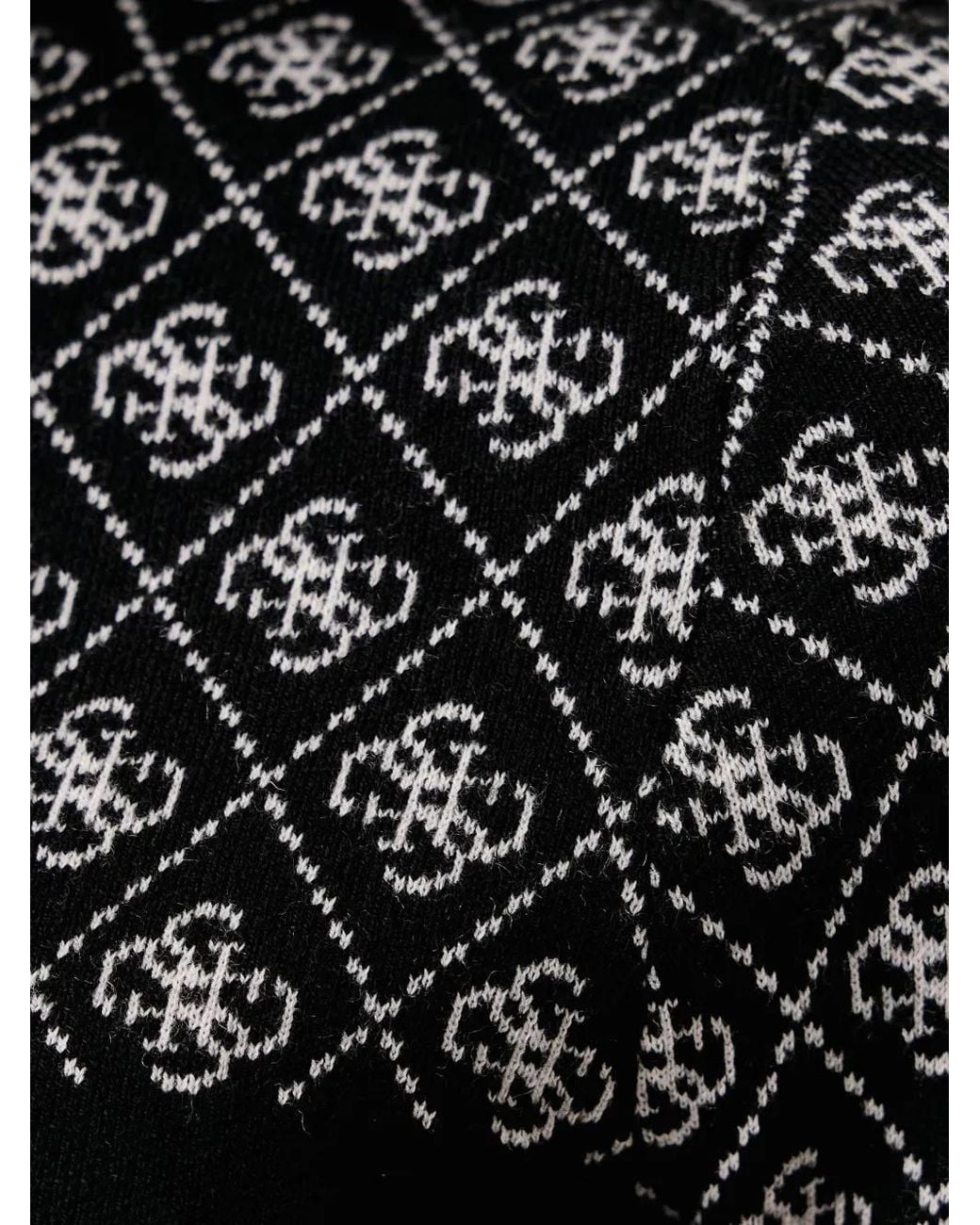 Guess Black Monogram-Pattern High-Neck Sweater