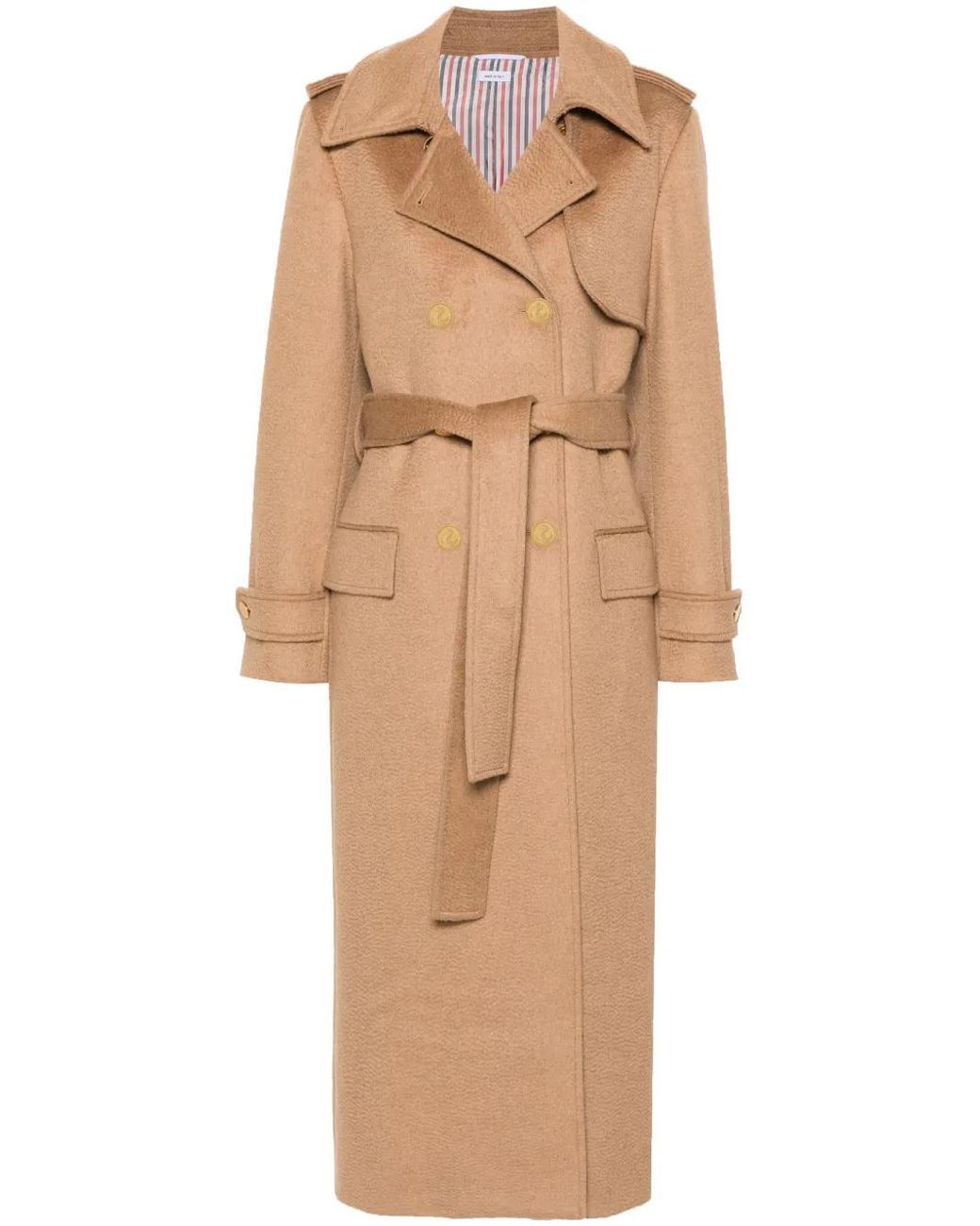 Thom Browne Natural Double-Breasted Coat