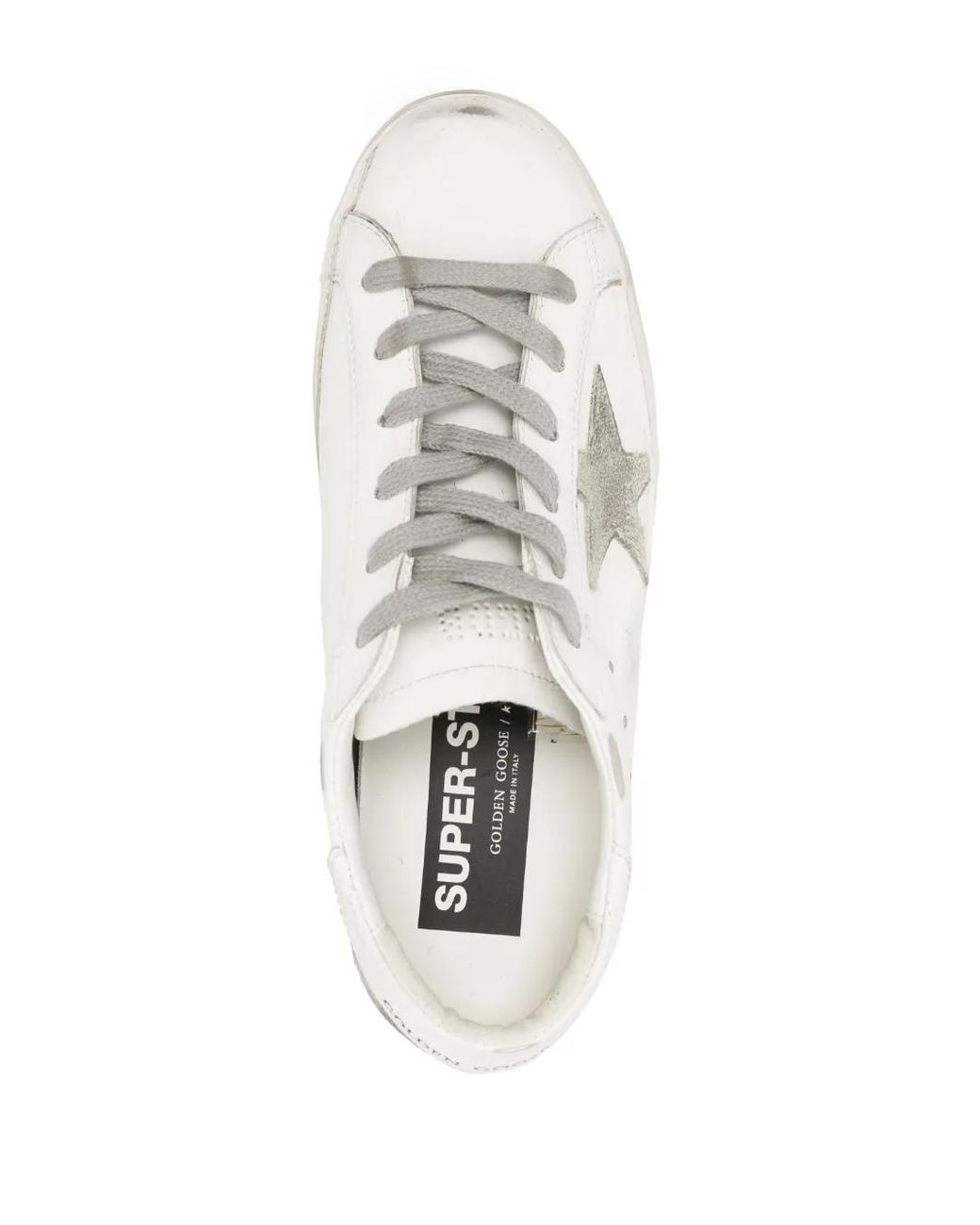Golden Goose Deluxe Brand White Super-Star Bio Based Upper And Heel Suede Star And Spur