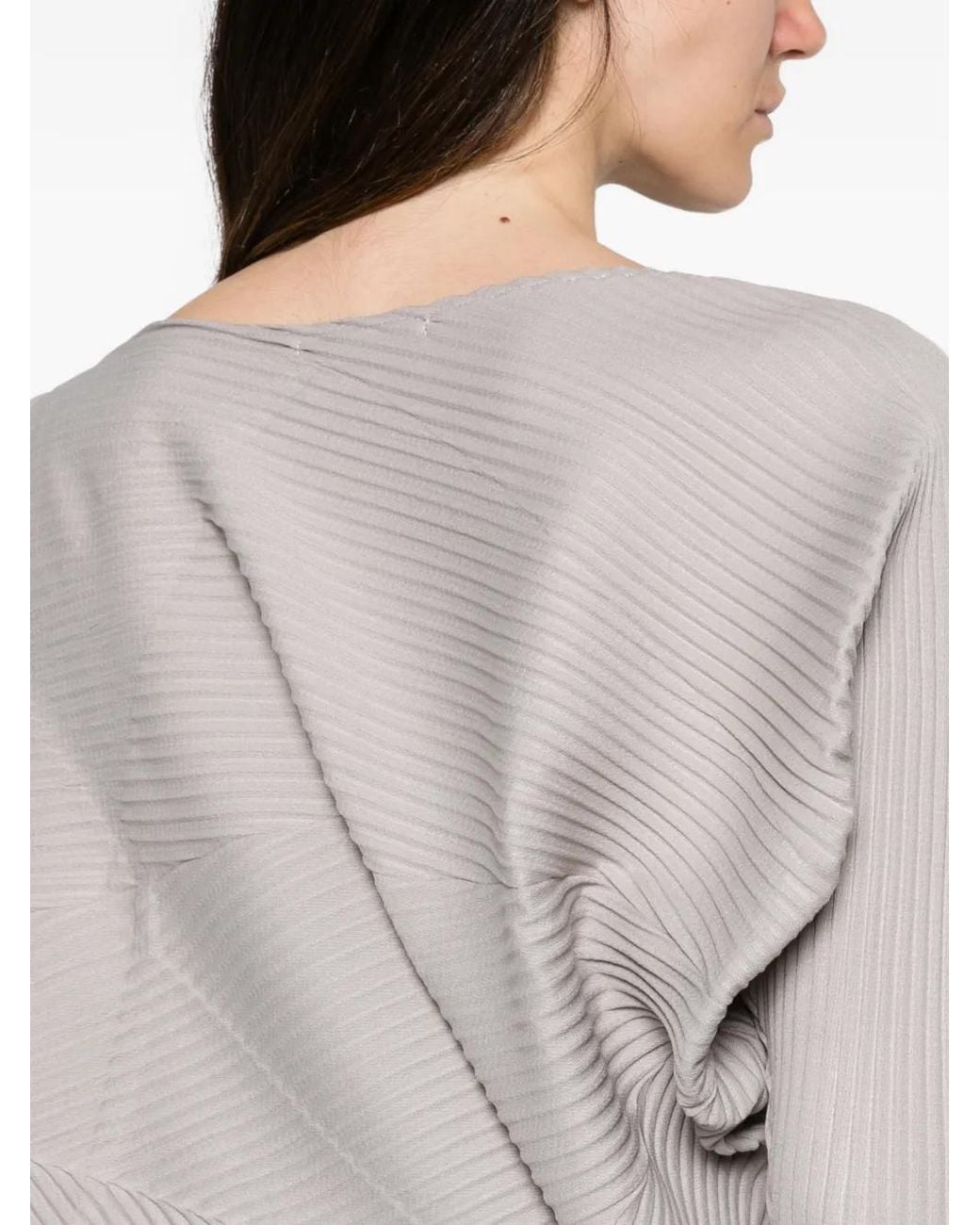 MEIMEIJ White Plissé-Effect Boat-Neck Blouse