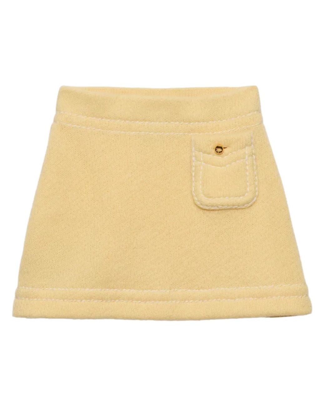 Prada Natural Triangle-Logo Cashmere Miniskirt
