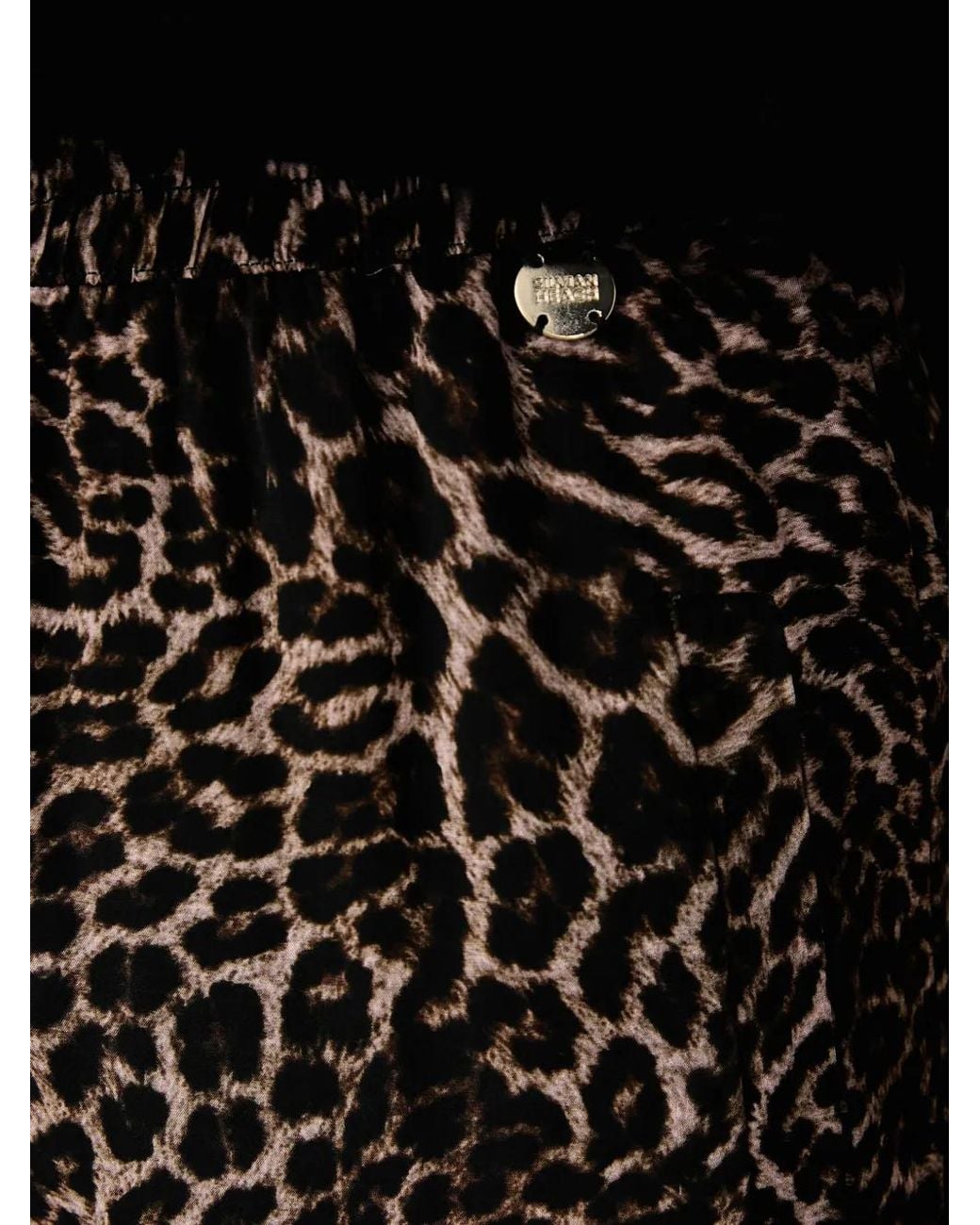 Silvian Heach Black Leopard-Print Palazzo Pants