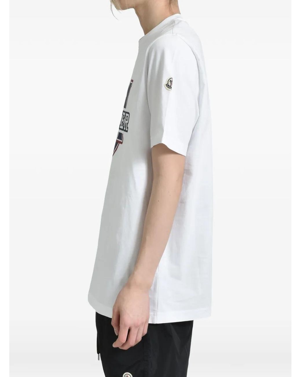 Moncler Gray Logo-Print Cotton T-Shirt for men