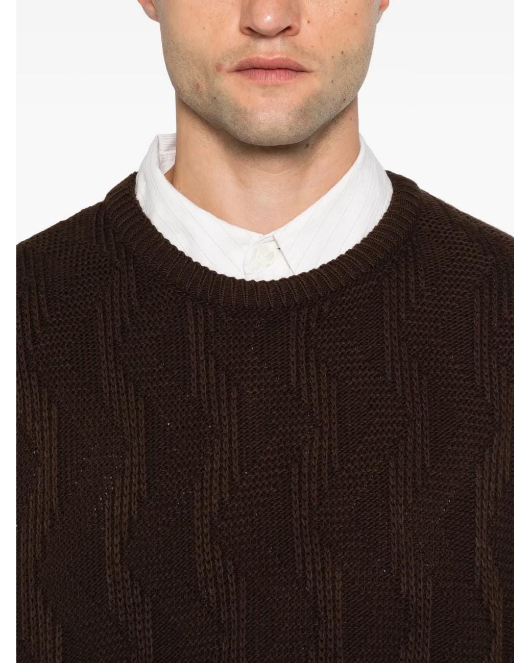 Imperial Brown Cable-Knit Sweater for men