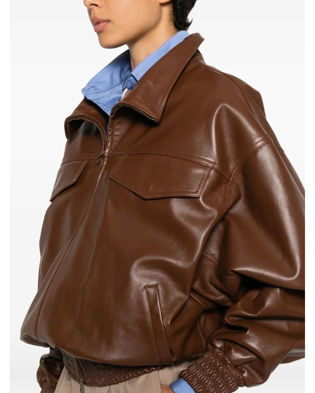 Balenciaga Brown High-Neck Zip-Up Jacket