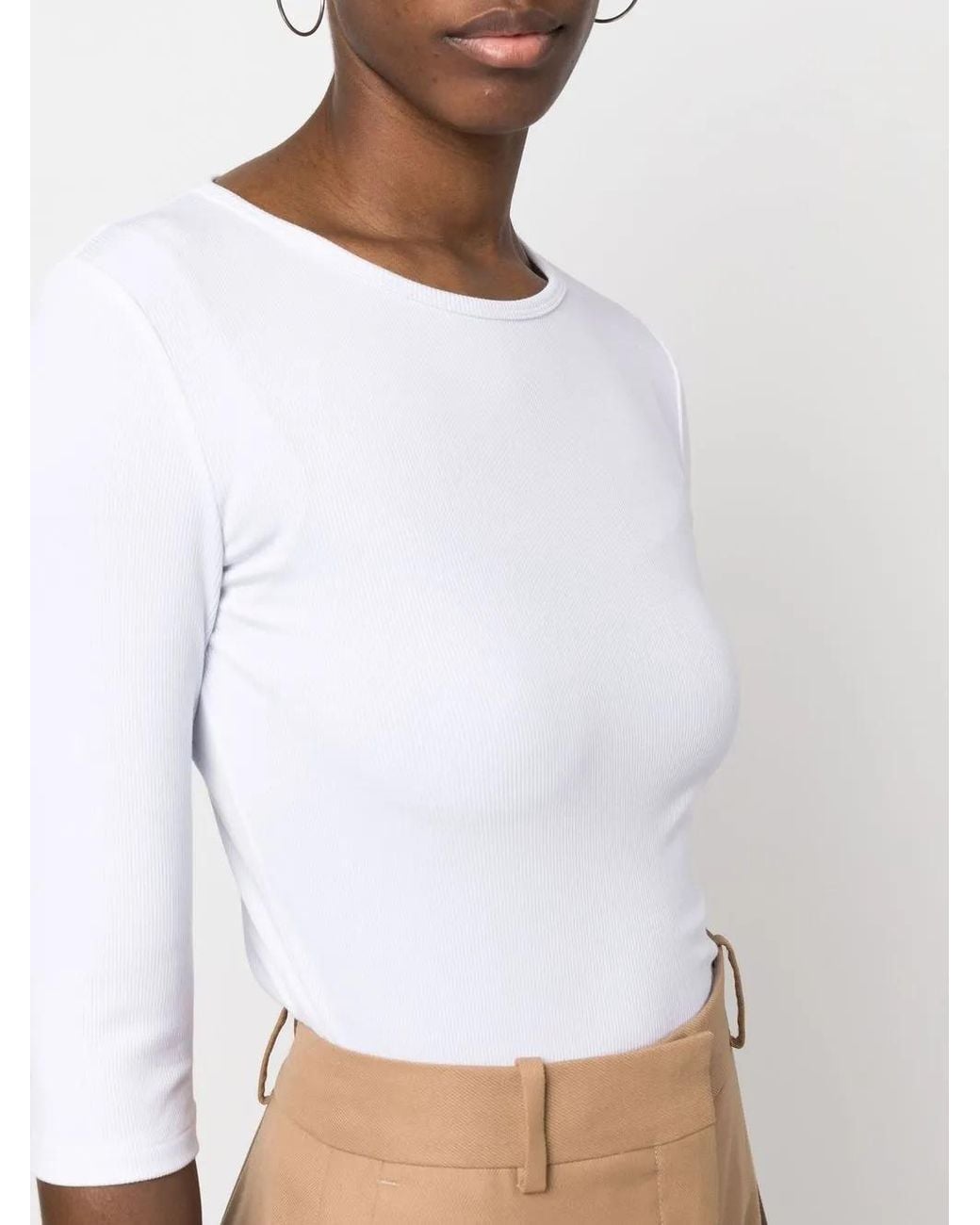 Vince Geribbelde Top in het White