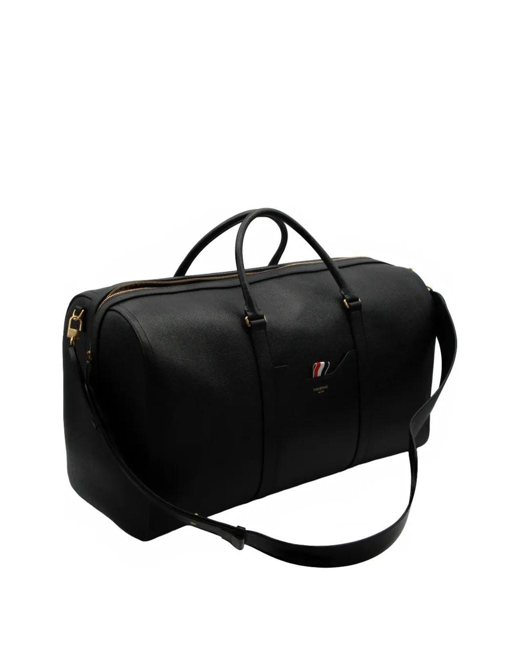 Thom Browne Black Pebbled Leather Luggage Bag for men