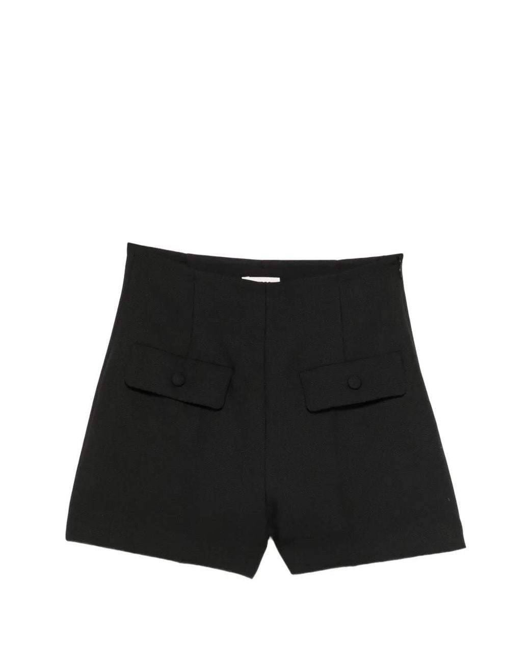 Sandro Black High-Waisted Wool Shorts
