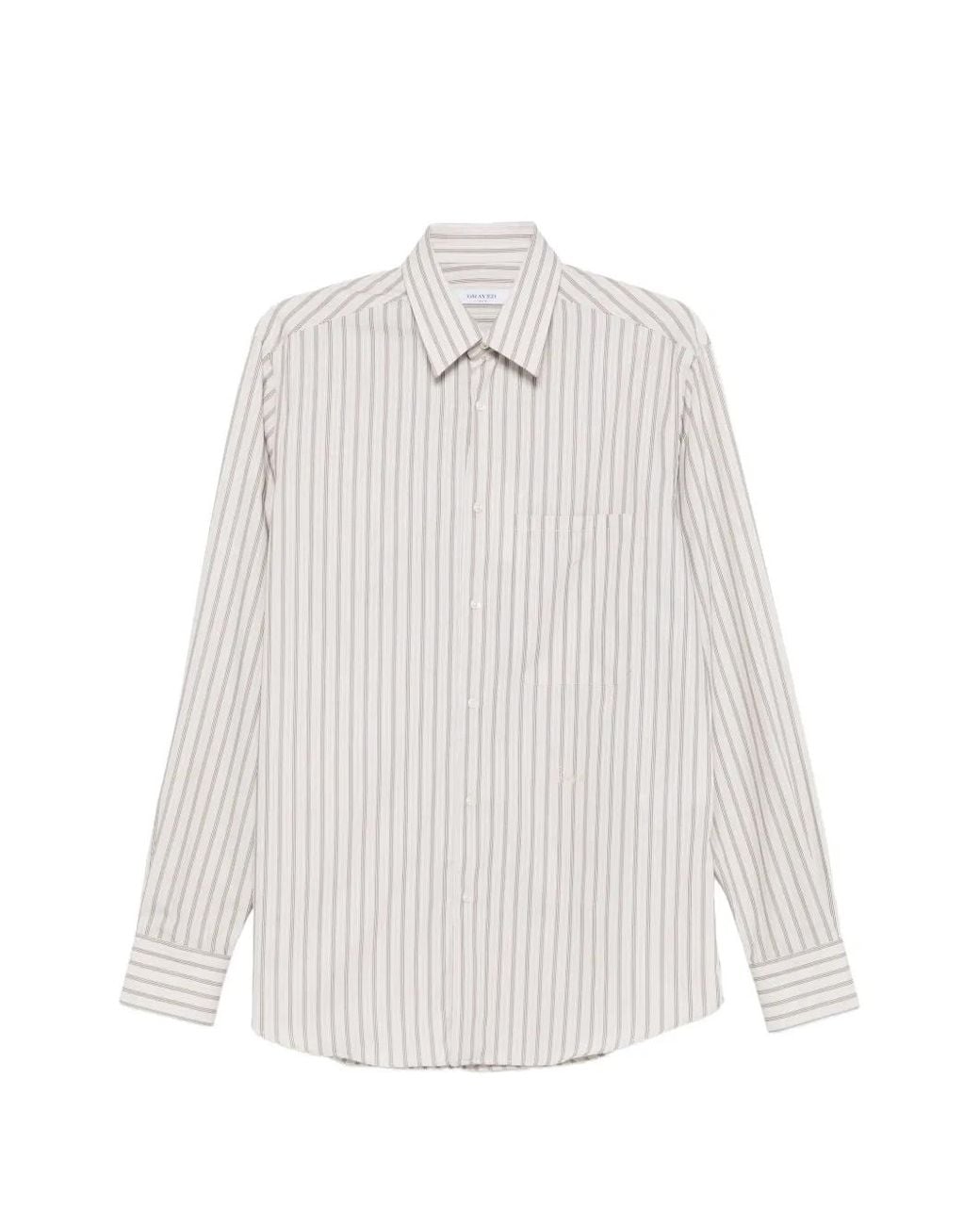 Grayed White Striped Chest-Pocket Shirt for men