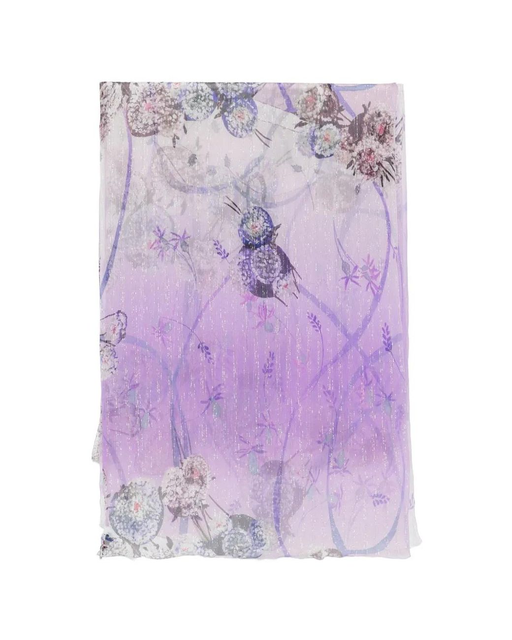 Blumarine Purple Écharpe À Imprimé Floral Effet Lamé