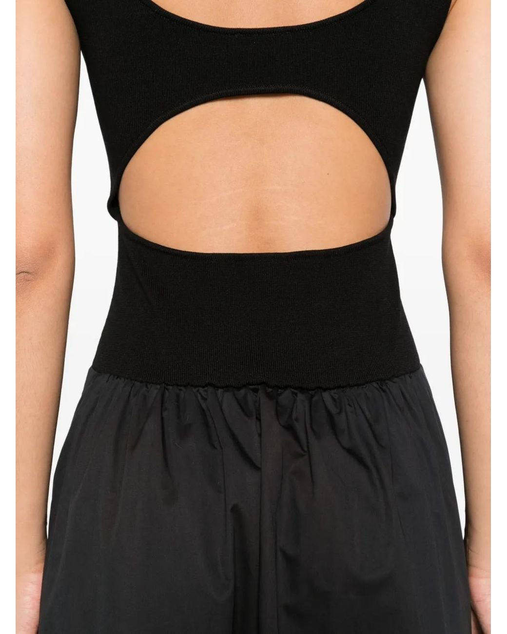 St. Agni Black Panelled Ribbed Maxi Dress