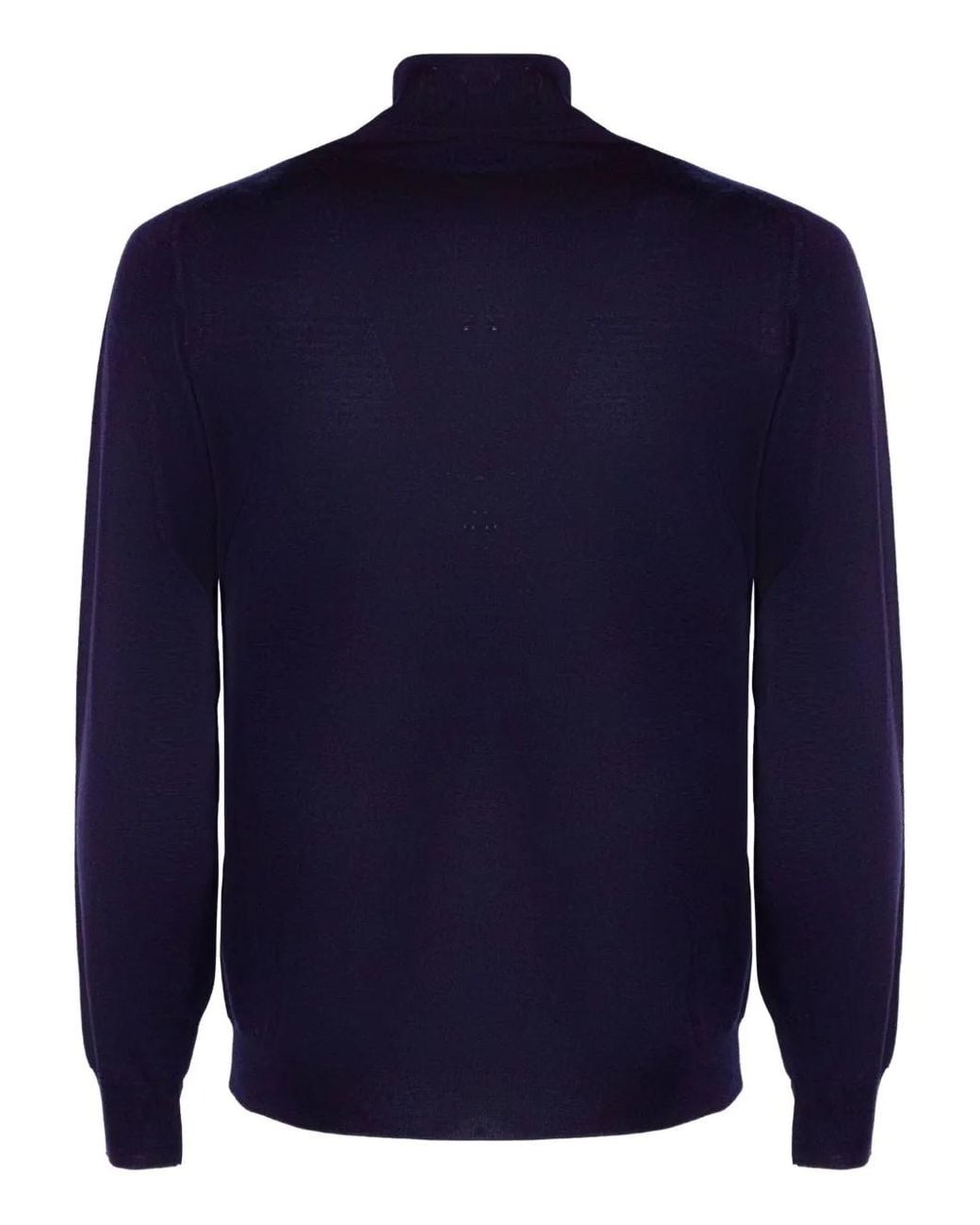 Fedeli Blue High-Neck Virgin-Wool Sweater for men