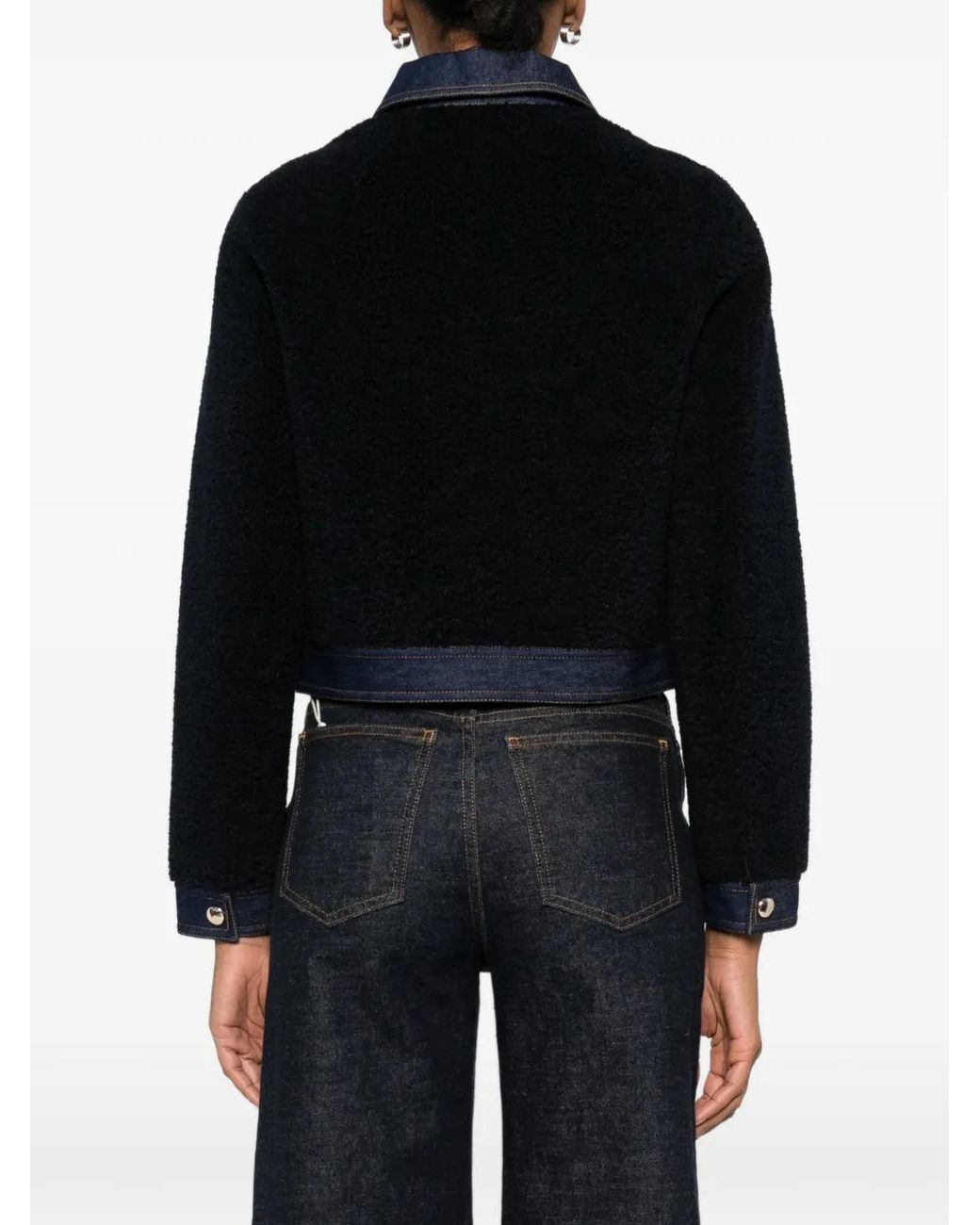 Maje Black Bouclé And Denim Jacket