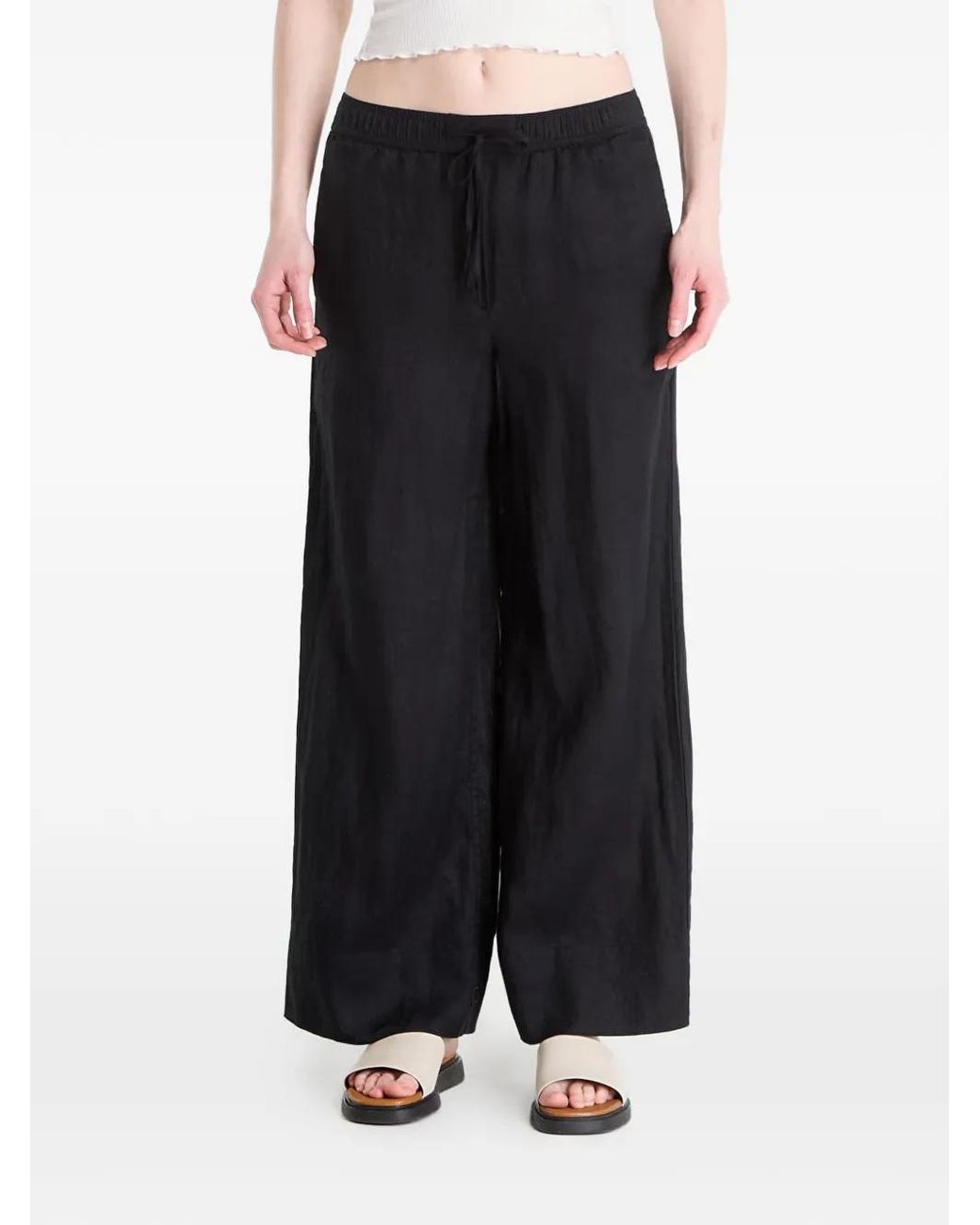 Tommy Hilfiger Black Drawstring Wide-Leg Trousers