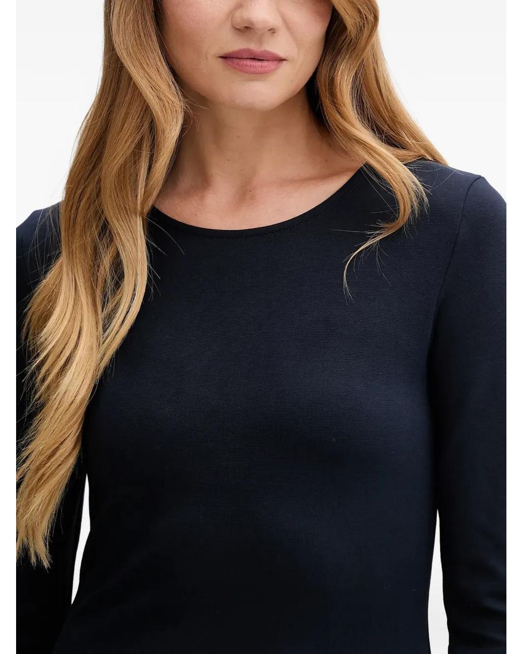 Gant Blue Long-Sleeve Gathered Midi Dress