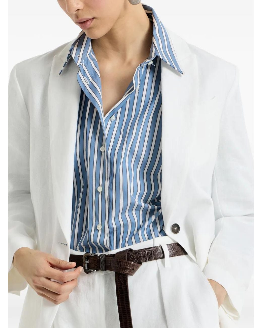 Brunello Cucinelli White Cotton Blazer