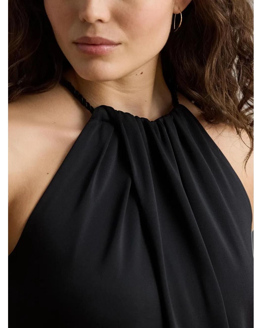Ralph Lauren Black Combinaison Ceinturée À Superposition Plissée