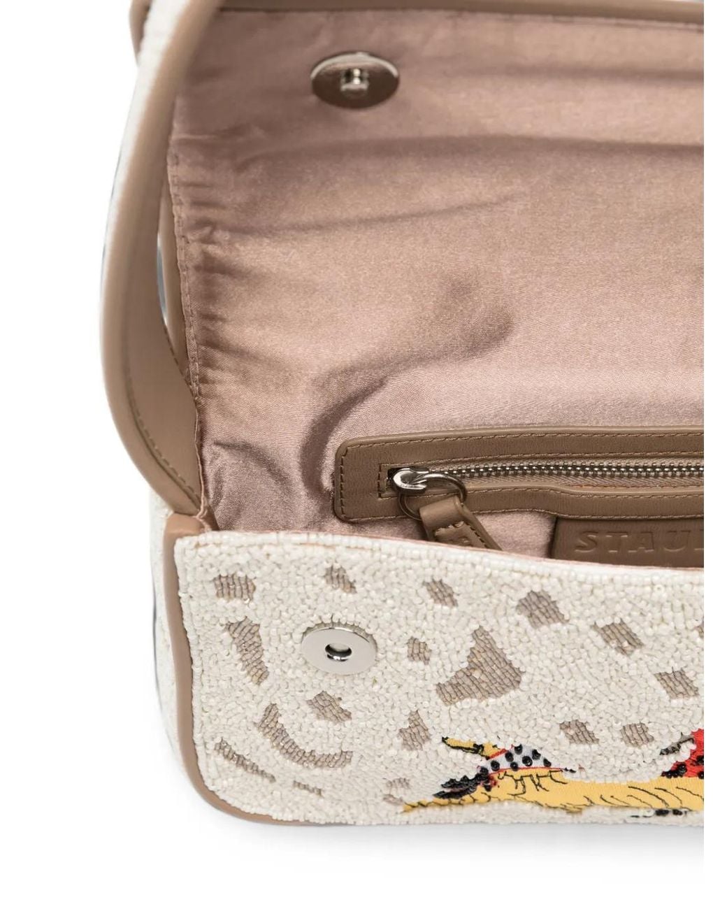Staud White Bead-Embellished Tommy Shoulder Bag