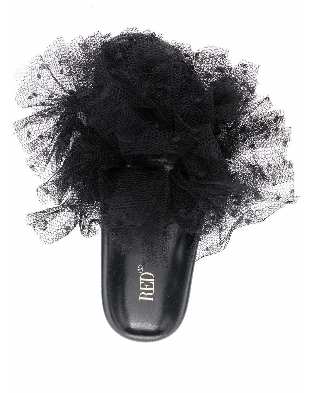 Red(v) Black Point D'Esprit Tulle Slip-On Sandals