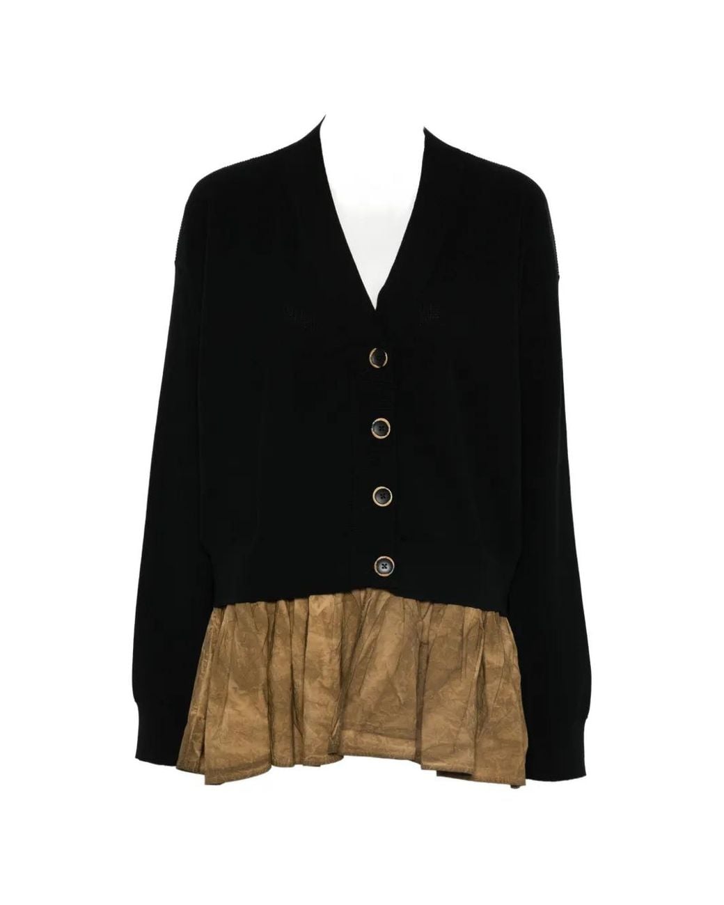 Uma Wang Black Ruffle-Detail Cardigan