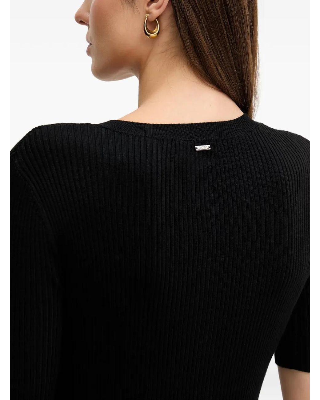 DKNY Black Button Rib Dress