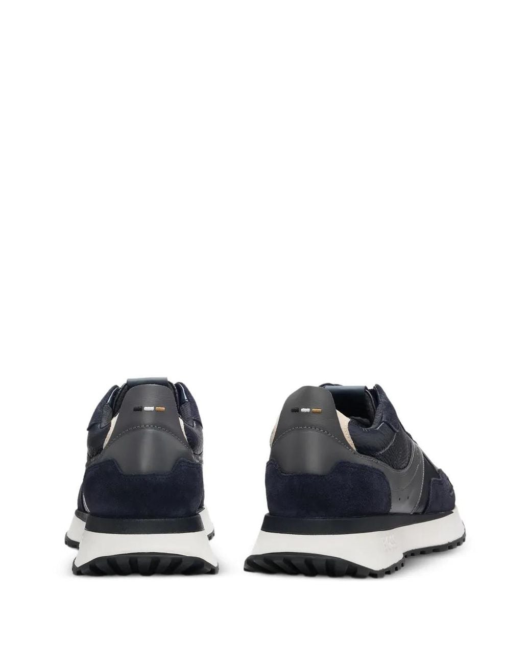Boss Blue Leather Panelled Sneakers for men