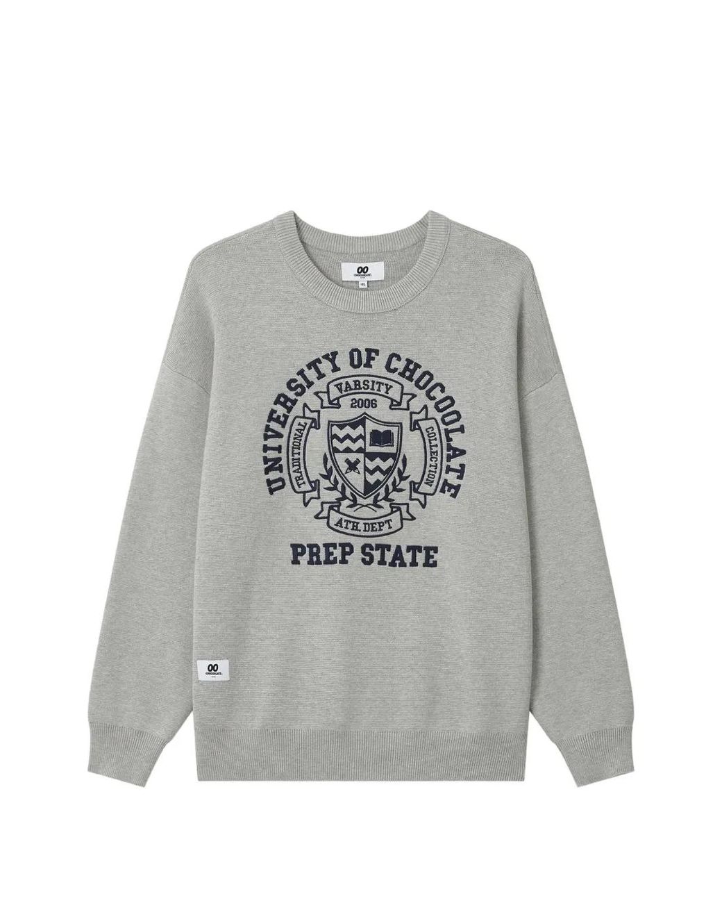 Chocoolate Gray Logo-Print Drop-Shoulder Sweater for men