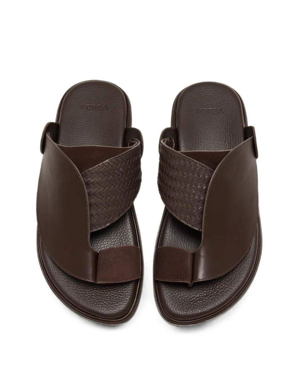 Forsa Brown Woven-Panel Leather Sandals for men