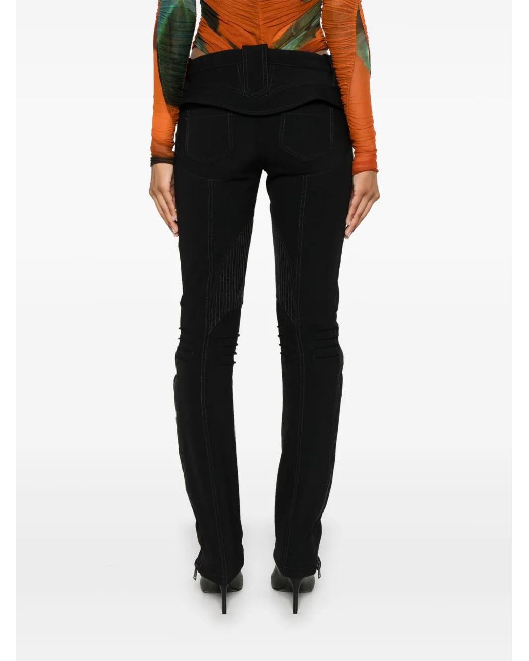 Mugler Black Zipped Scuba Trousers