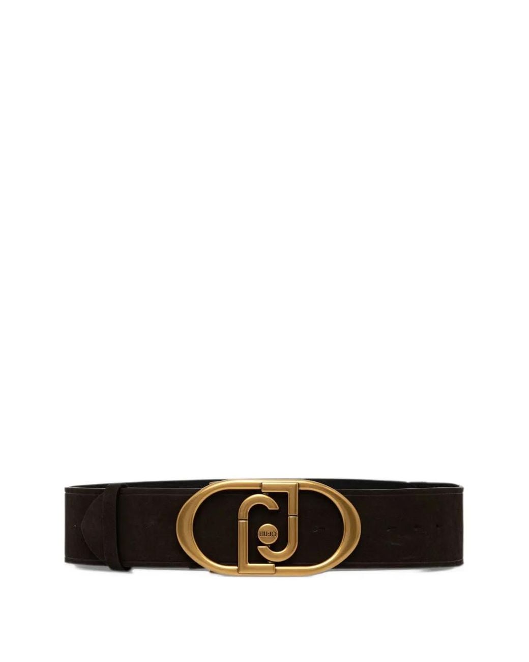 Liu Jo White Logo-Buckle Suede Belt