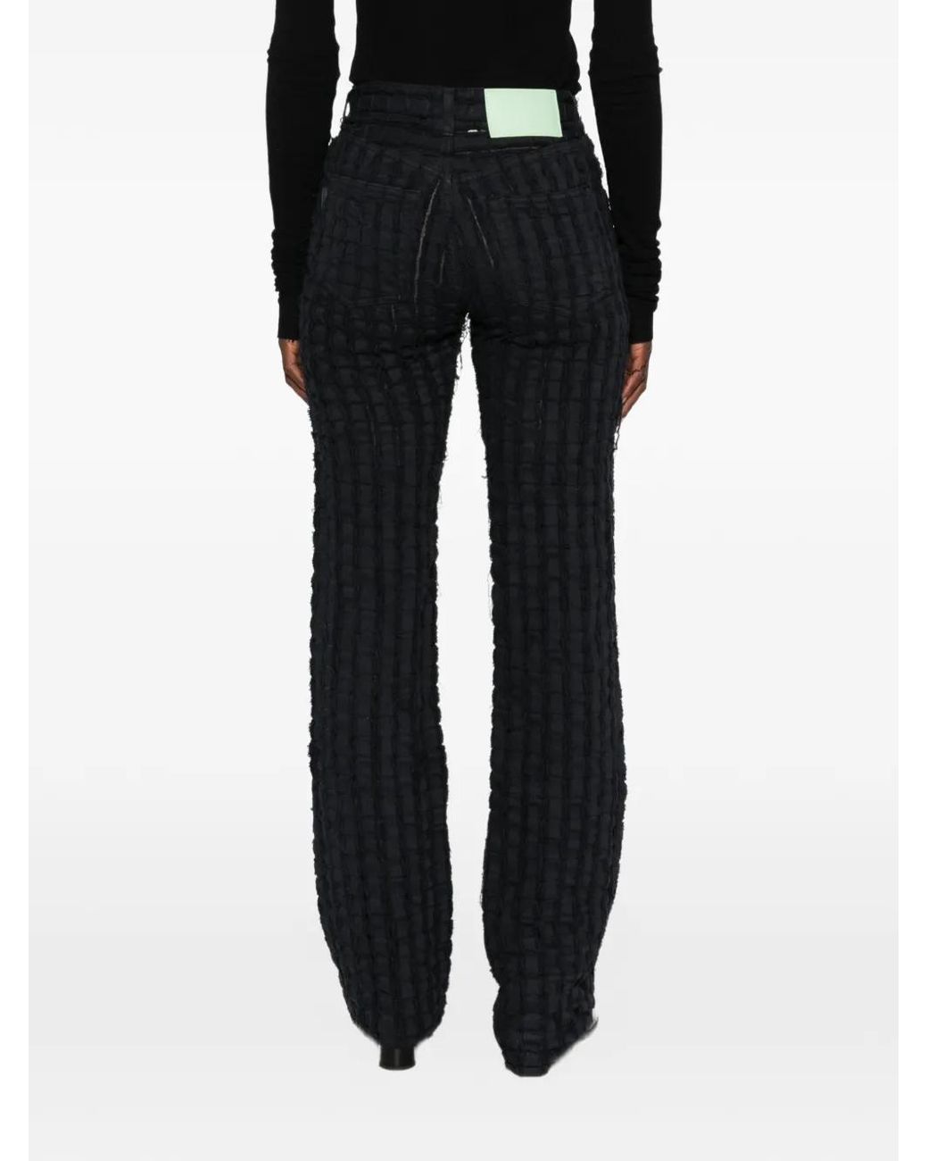 Haikure Black Star Bull Stripe Distressed Checked Jeans