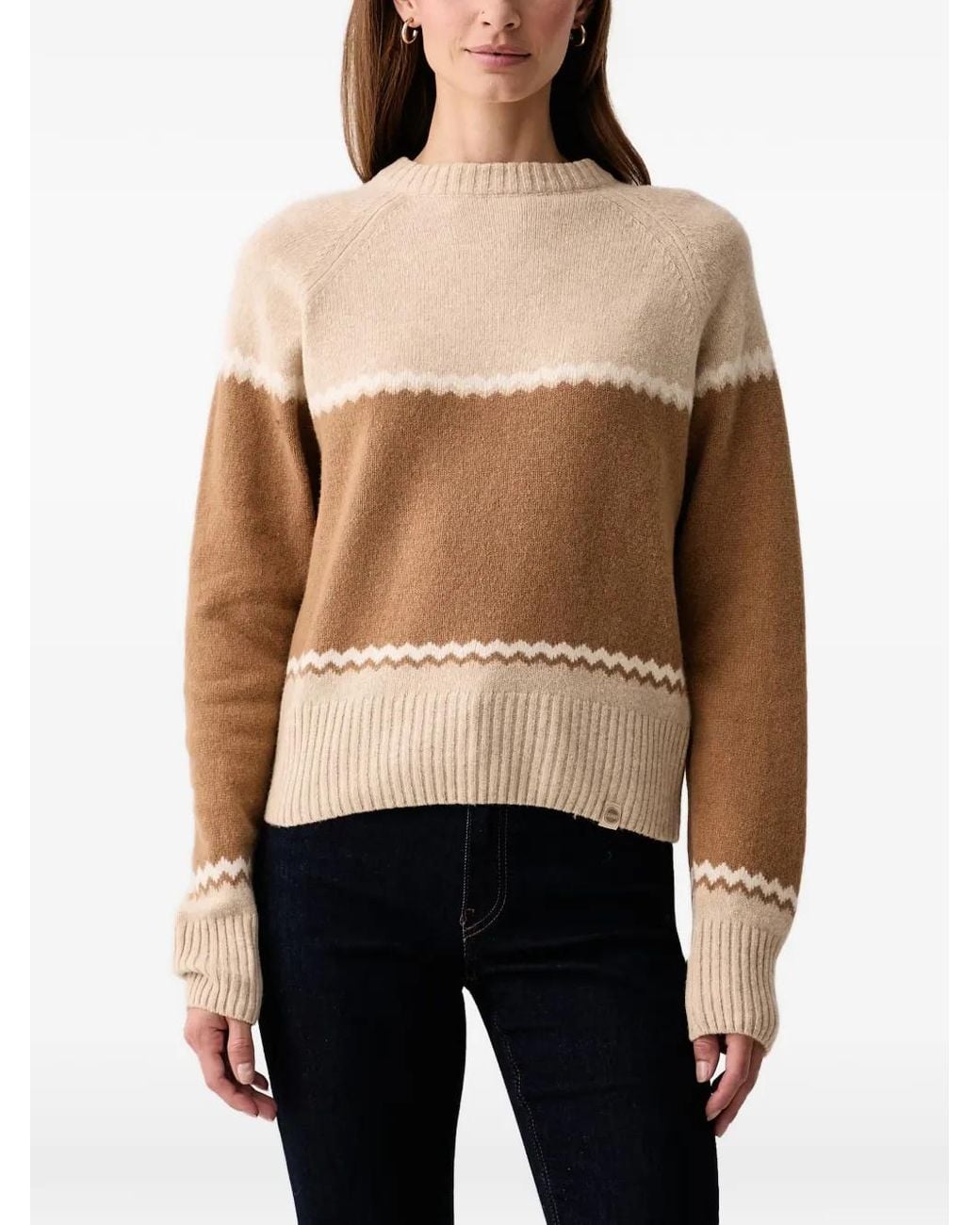 Colmar Black Zigzag-Pattern Raglan-Sleeve Sweater