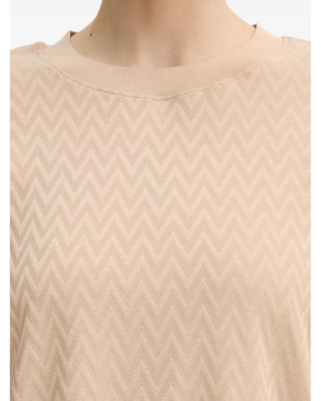 Mos Mosh Natural Mmtash O-Ss Chevron-Patterned T-Shirt