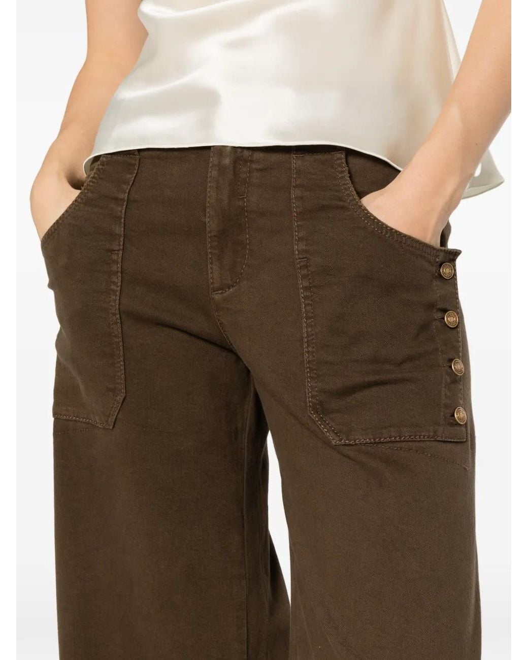 Ermanno Scervino Brown Pantalon Ample À Boutons Décoratifs