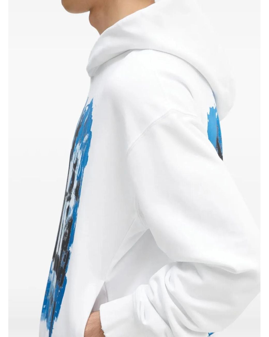 Helmut Lang Blue Graphic-Print Hoodie for men