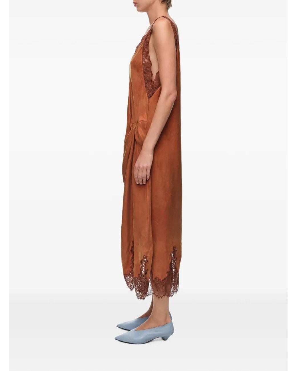 Bimba Y Lola Brown Toffee Camisole Dress With Knot