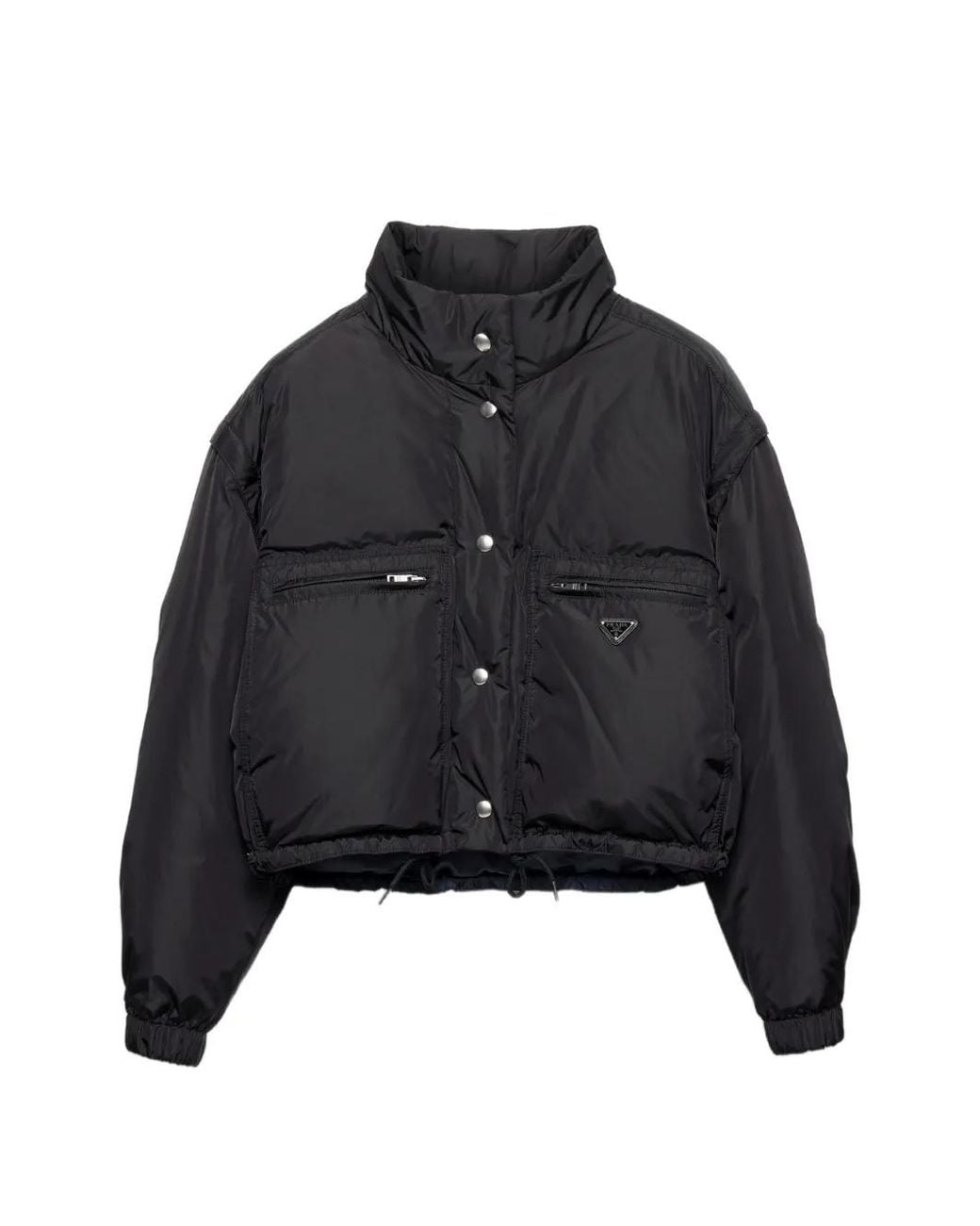 Prada Black Lightweight Re-Nylon Cropped Down Jacket