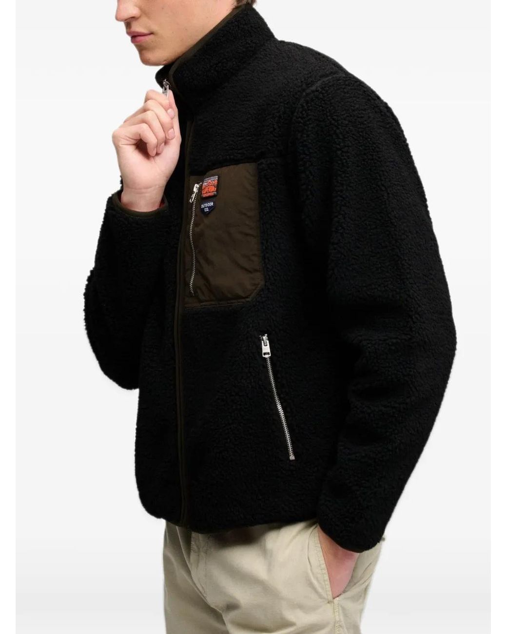 Superdry Black Veste Retro Zippée En Polaire for men