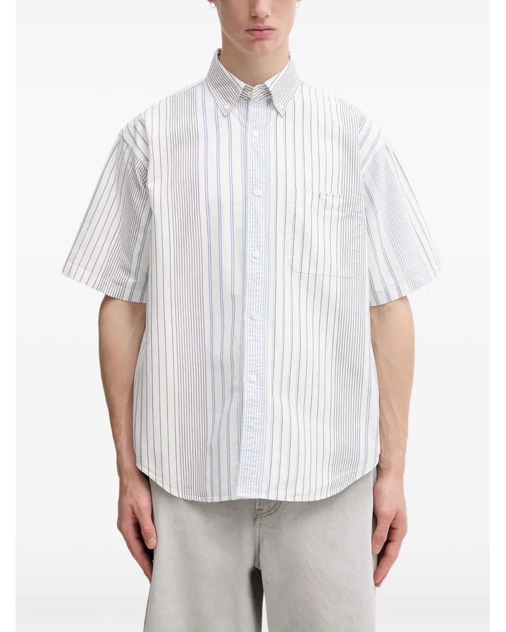Camicia A Righe di Beams Plus in White da Uomo