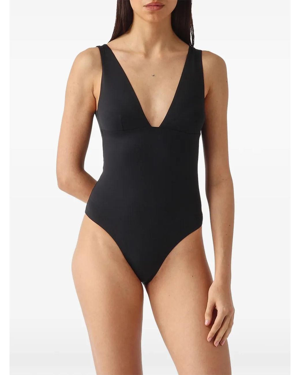 Mc2 Saint Barth Black Calliope V-Neck Swimsuit