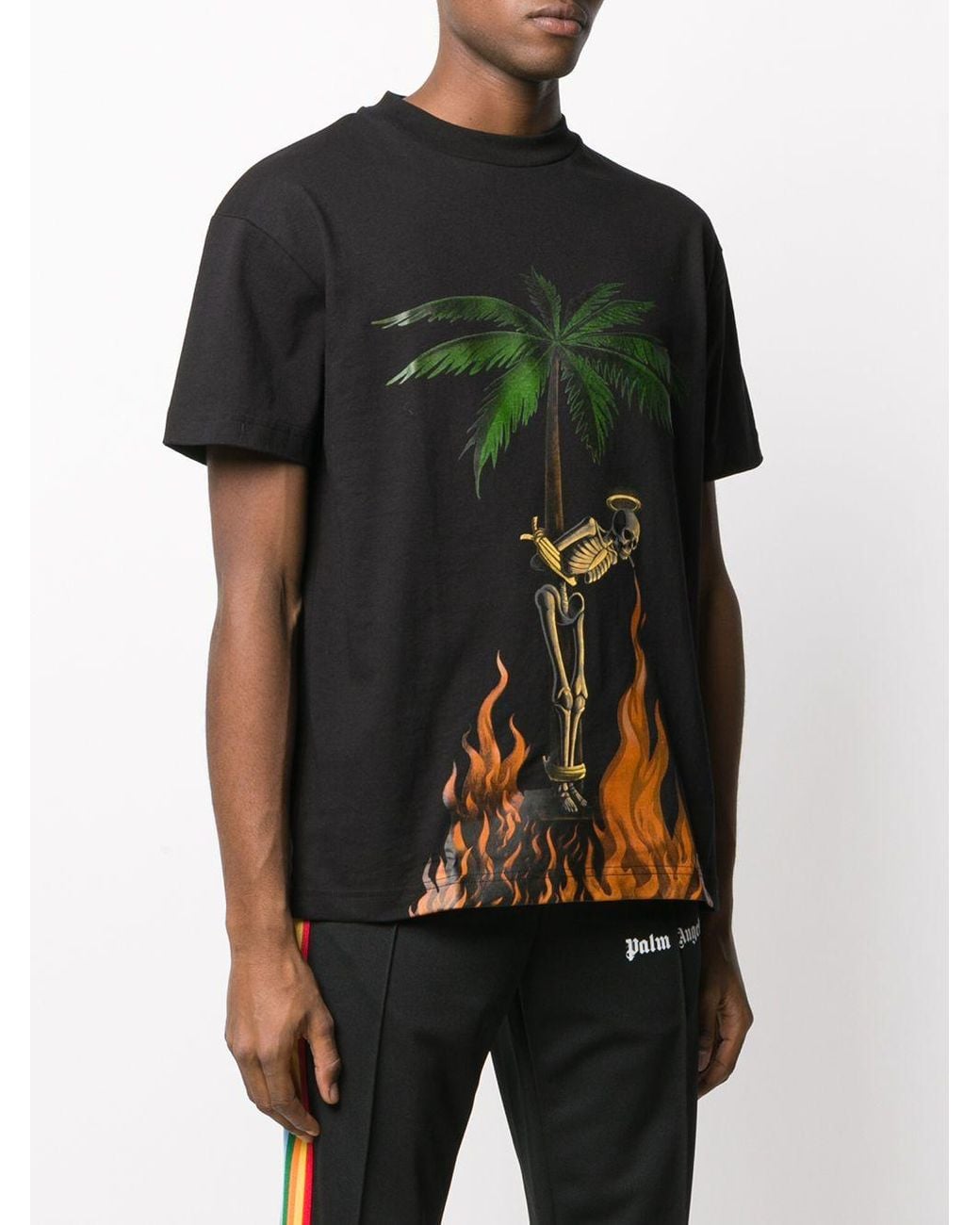 Palm Angels Burning Skeleton Tee in Black for Men | Lyst Canada