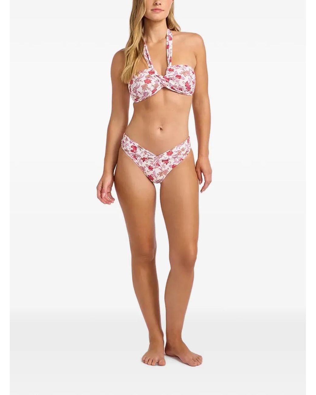 Seafolly White Floral-Print Bikini Bottoms