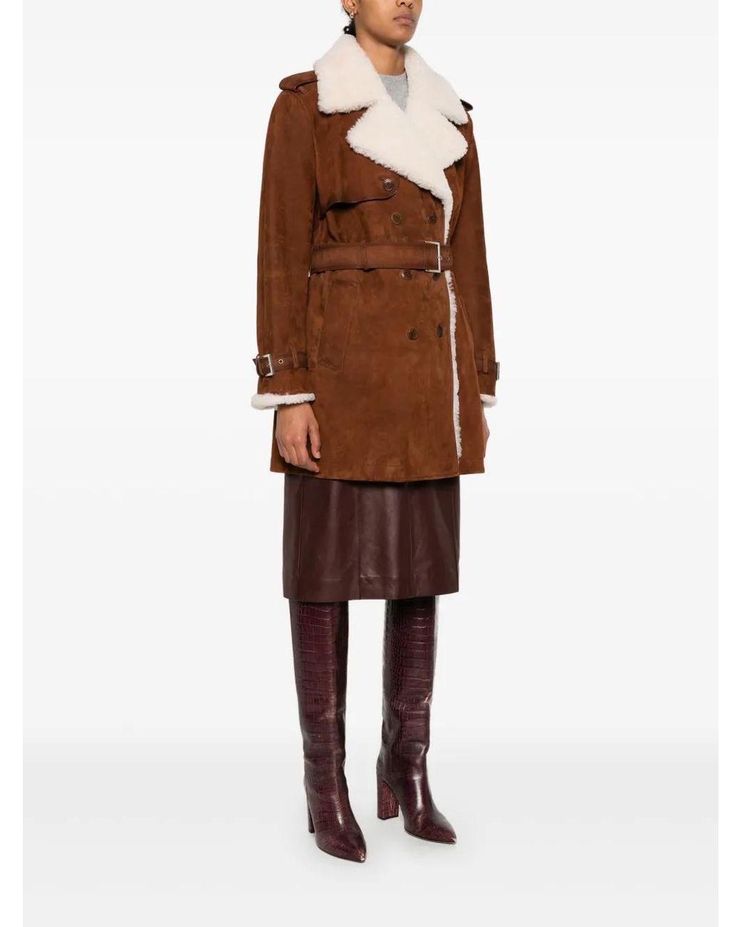 Ermanno Scervino Brown Suede Coat