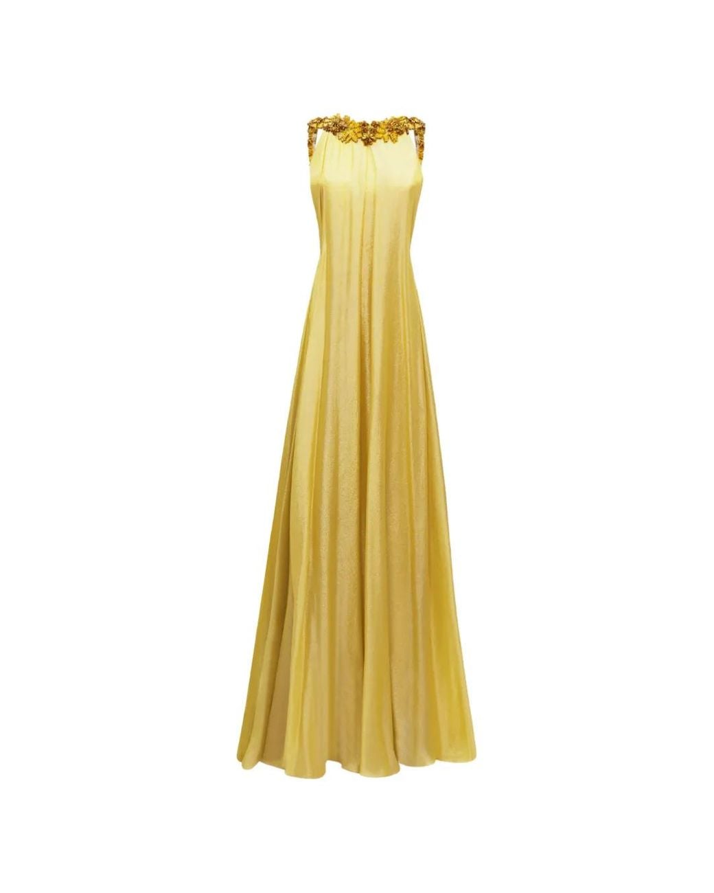 Gemy Maalouf Metallic Beaded Strap Neckline Dress