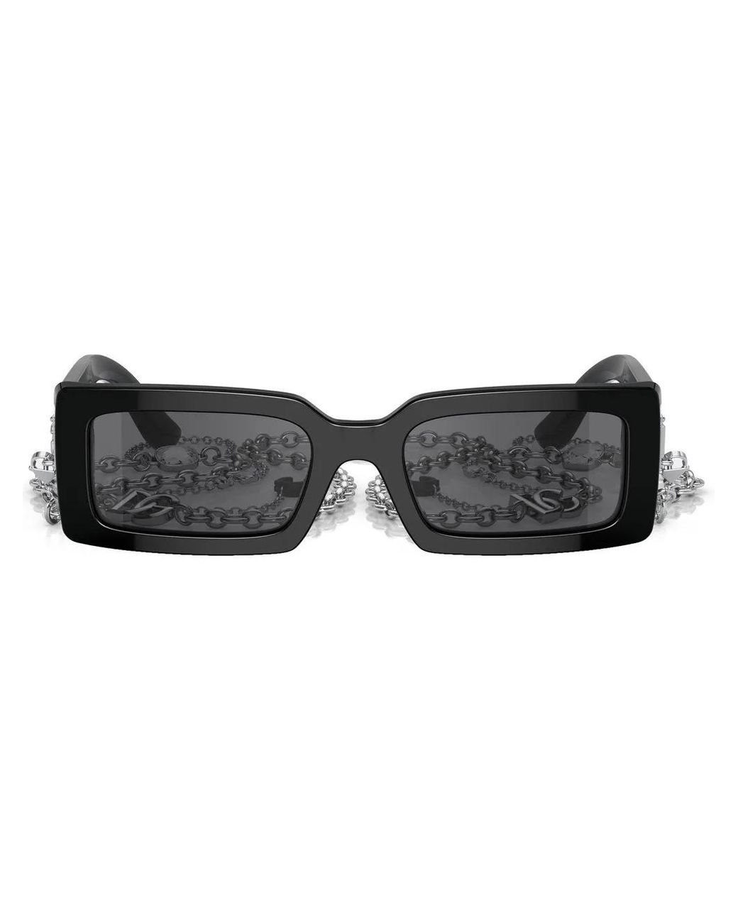 Dolce & Gabbana Black Zebra Rectangle-Frame Sunglasses