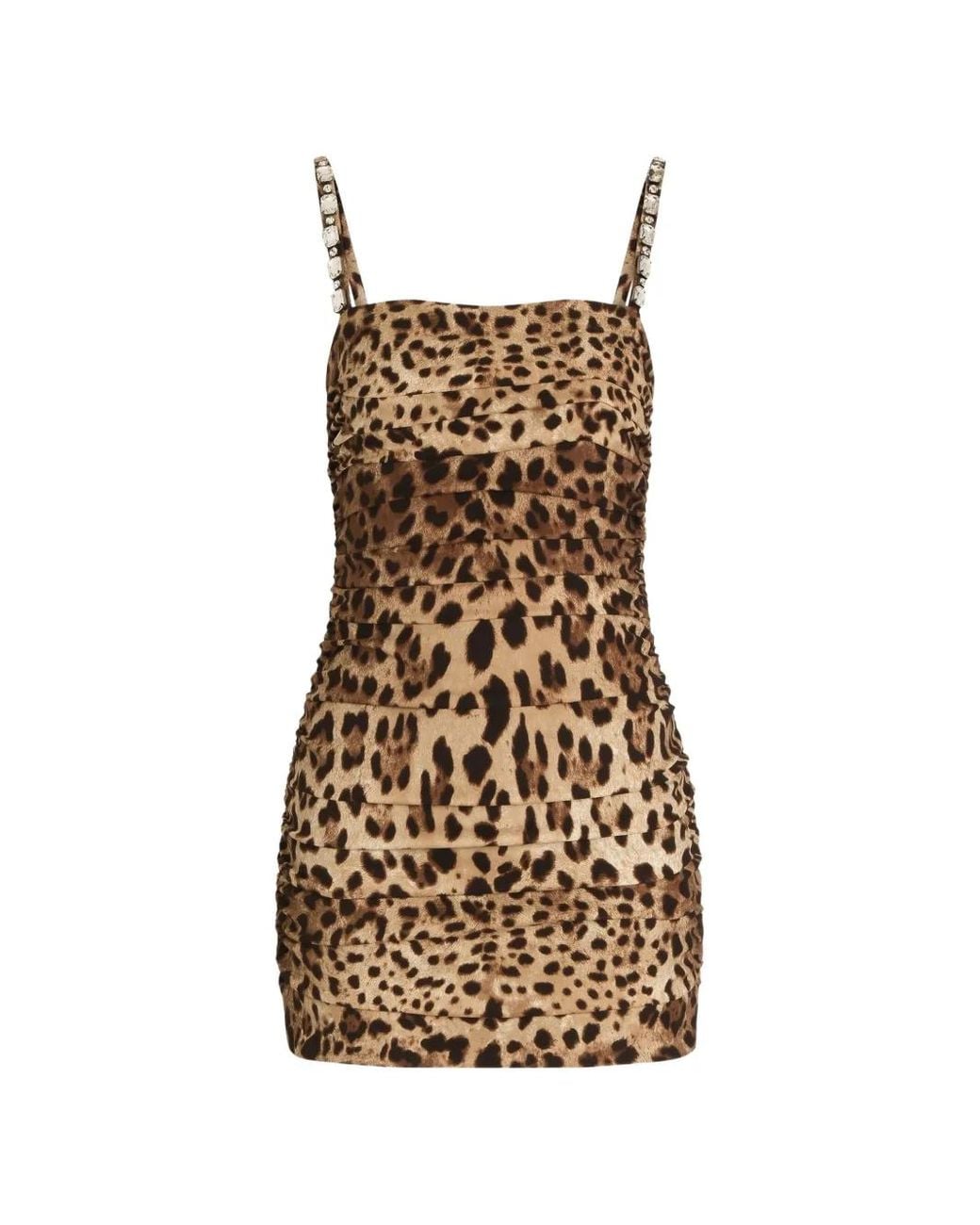 Dolce & Gabbana Natural Leo-Print Charmeuse Dress