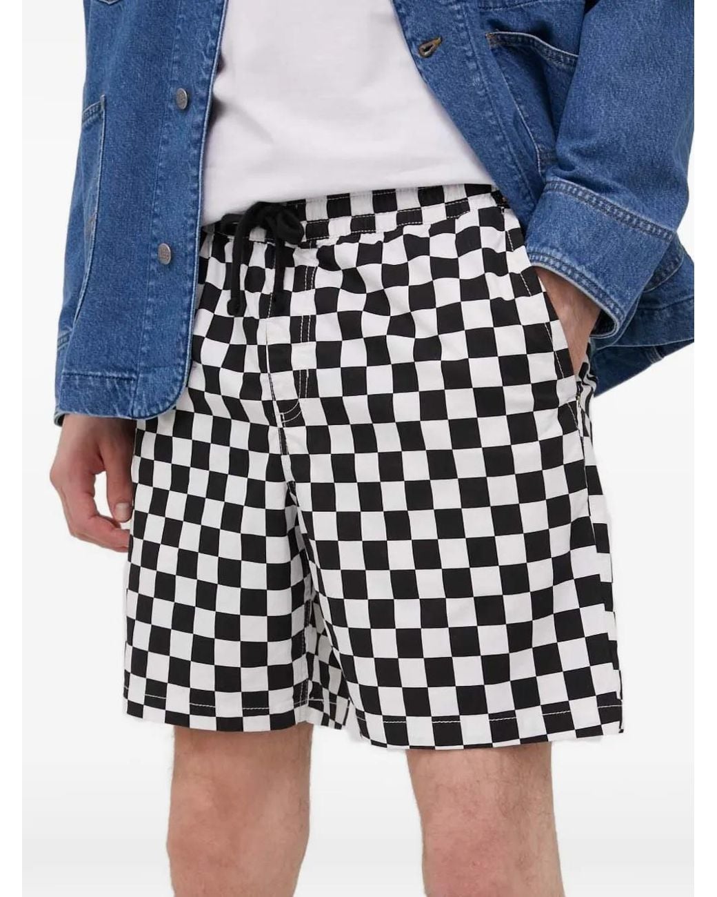 Vans Black Checkered Drawstring Shorts for men